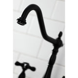 Heritage Two-Handle 4-Hole Deck Mount Bridge Kitchen Faucet with Brass Side Sprayer