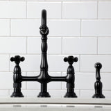 Duchess Two-Handle 4-Hole Deck Mount Bridge Kitchen Faucet with Brass Side Sprayer