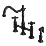 Duchess Two-Handle 4-Hole Deck Mount Bridge Kitchen Faucet with Brass Sprayer