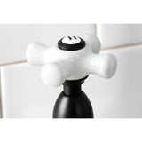Heritage Two-Handle 4-Hole Deck Mount Bridge Kitchen Faucet with Brass Sprayer