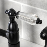 Wilshire Two-Handle 4-Hole Deck Mount Bridge Kitchen Faucet with Brass Sprayer