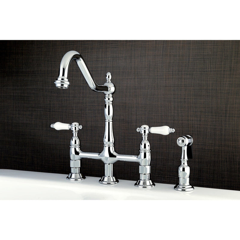 Bel-Air Bridge Kitchen Faucet with Brass Side Sprayer
