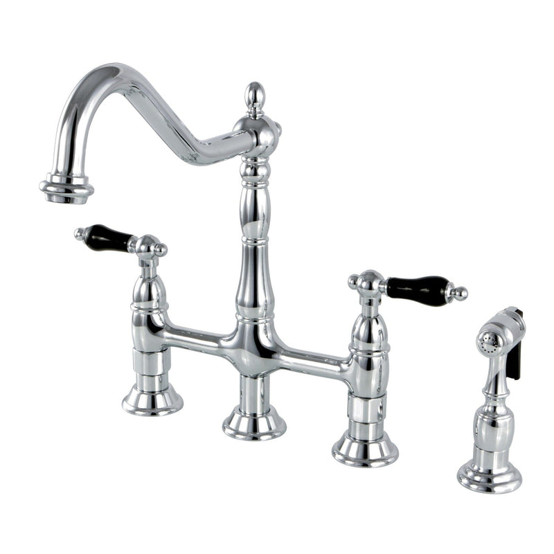 Duchess Two-Handle 4-Hole Deck Mount Bridge Kitchen Faucet with Brass Side Sprayer