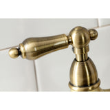 Heritage Two-Handle 4-Hole Deck Mount Bridge Kitchen Faucet with Brass Sprayer