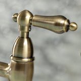 Heritage Two-Handle 4-Hole Deck Mount Bridge Kitchen Faucet with Brass Sprayer