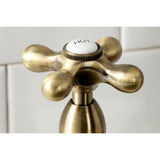 Heritage Two-Handle 4-Hole Deck Mount Bridge Kitchen Faucet with Brass Sprayer