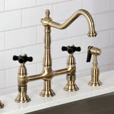 Duchess Two-Handle 4-Hole Deck Mount Bridge Kitchen Faucet with Brass Side Sprayer