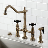 Duchess Two-Handle 4-Hole Deck Mount Bridge Kitchen Faucet with Brass Side Sprayer