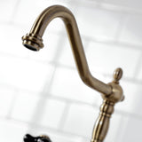 Duchess Two-Handle 4-Hole Deck Mount Bridge Kitchen Faucet with Brass Side Sprayer
