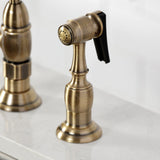 Duchess Two-Handle 4-Hole Deck Mount Bridge Kitchen Faucet with Brass Side Sprayer