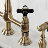 Duchess Two-Handle 4-Hole Deck Mount Bridge Kitchen Faucet with Brass Side Sprayer