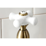 Heritage Two-Handle 4-Hole Deck Mount Bridge Kitchen Faucet with Brass Side Sprayer