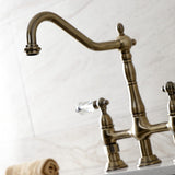 Wilshire Two-Handle 4-Hole Deck Mount Bridge Kitchen Faucet with Brass Side Sprayer