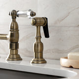 Wilshire Two-Handle 4-Hole Deck Mount Bridge Kitchen Faucet with Brass Side Sprayer