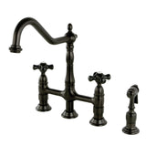 Duchess Two-Handle 4-Hole Deck Mount Bridge Kitchen Faucet with Brass Side Sprayer