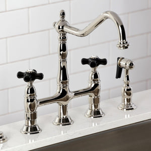 Duchess Two-Handle 4-Hole Deck Mount Bridge Kitchen Faucet with Brass Side Sprayer