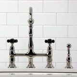Duchess Two-Handle 4-Hole Deck Mount Bridge Kitchen Faucet with Brass Side Sprayer