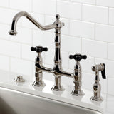 Duchess Two-Handle 4-Hole Deck Mount Bridge Kitchen Faucet with Brass Side Sprayer