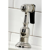 Heritage Two-Handle 4-Hole Deck Mount Bridge Kitchen Faucet with Brass Sprayer