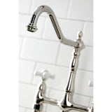 Heritage Two-Handle 4-Hole Deck Mount Bridge Kitchen Faucet with Brass Sprayer