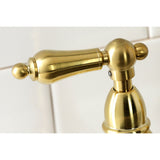 Heritage Two-Handle 4-Hole Deck Mount Bridge Kitchen Faucet with Brass Sprayer