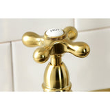 Heritage Two-Handle 4-Hole Deck Mount Bridge Kitchen Faucet with Brass Sprayer