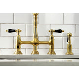 Duchess Two-Handle 4-Hole Deck Mount Bridge Kitchen Faucet with Brass Sprayer