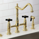 Duchess Two-Handle 4-Hole Deck Mount Bridge Kitchen Faucet with Brass Side Sprayer