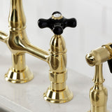 Duchess Two-Handle 4-Hole Deck Mount Bridge Kitchen Faucet with Brass Side Sprayer