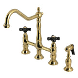 Duchess Two-Handle 4-Hole Deck Mount Bridge Kitchen Faucet with Brass Sprayer