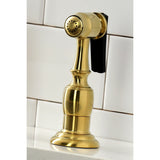 Heritage Two-Handle 4-Hole Deck Mount Bridge Kitchen Faucet with Brass Sprayer