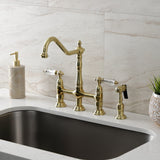 Wilshire Two-Handle 4-Hole Deck Mount Bridge Kitchen Faucet with Brass Side Sprayer