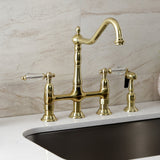 Wilshire Two-Handle 4-Hole Deck Mount Bridge Kitchen Faucet with Brass Side Sprayer