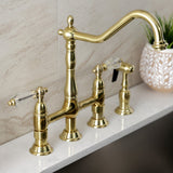 Wilshire Two-Handle 4-Hole Deck Mount Bridge Kitchen Faucet with Brass Side Sprayer