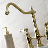 Wilshire Two-Handle 4-Hole Deck Mount Bridge Kitchen Faucet with Brass Side Sprayer