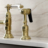Wilshire Two-Handle 4-Hole Deck Mount Bridge Kitchen Faucet with Brass Side Sprayer