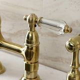 Wilshire Two-Handle 4-Hole Deck Mount Bridge Kitchen Faucet with Brass Side Sprayer
