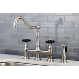 Duchess Two-Handle 4-Hole Deck Mount Bridge Kitchen Faucet with Brass Sprayer