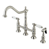 Wilshire Two-Handle 4-Hole Deck Mount Bridge Kitchen Faucet with Brass Sprayer