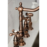 Heritage Two-Handle 4-Hole Deck Mount Bridge Kitchen Faucet with Brass Sprayer