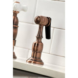 Heritage Two-Handle 4-Hole Deck Mount Bridge Kitchen Faucet with Brass Sprayer