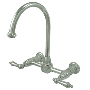 Restoration Double-Handle 2-Hole Wall-Mount Bridge Kitchen Faucet