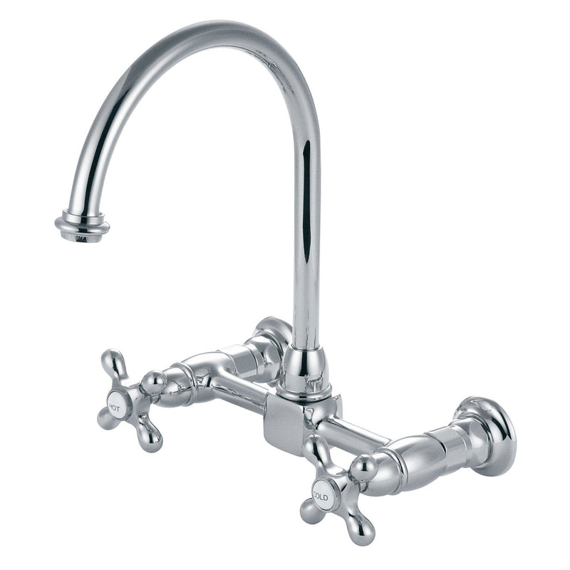 Restoration Two-Handle 2-Hole Wall Mount Bridge Kitchen Faucet