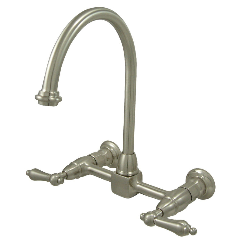 Restoration Double-Handle 2-Hole Wall-Mount Bridge Kitchen Faucet