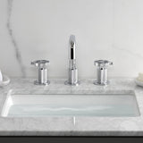 Wendell Two-Handle 3-Hole Deck Mount Widespread Bathroom Faucet with Knurled Handle and Push Pop-Up Drain