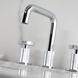 Wendell Two-Handle 3-Hole Deck Mount Widespread Bathroom Faucet with Knurled Handle and Push Pop-Up Drain