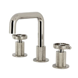 Wendell Two-Handle 3-Hole Deck Mount Widespread Bathroom Faucet with Knurled Handle and Push Pop-Up Drain