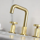 Wendell Two-Handle 3-Hole Deck Mount Widespread Bathroom Faucet with Knurled Handle and Push Pop-Up Drain