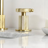 Wendell Two-Handle 3-Hole Deck Mount Widespread Bathroom Faucet with Knurled Handle and Push Pop-Up Drain