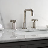 Wendell Two-Handle 3-Hole Deck Mount Widespread Bathroom Faucet with Knurled Handle and Push Pop-Up Drain